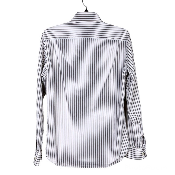 American Eagle Outfitters White Beige Striped Button Front Long Sleeve Shirt XS - Picture 4 of 6